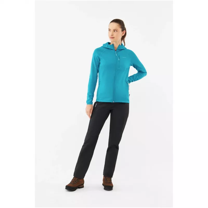 Sweatshirt com capuz Viking Jukon Lady S, sweatshirt com capuz midlayer para mulher, verde relva, Polartec, tamanho S