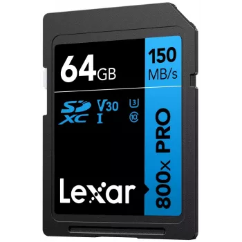 Memória flash SDXC Lexar 64 GB UHS-I 800xPRO — Classe 10, U3, V30, 150 MB/s