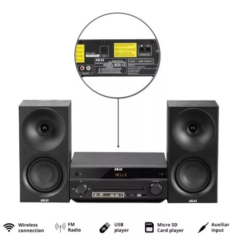 Sistema de áudio AKAI AM-301 BK Music Center – aparelho de áudio doméstico compacto