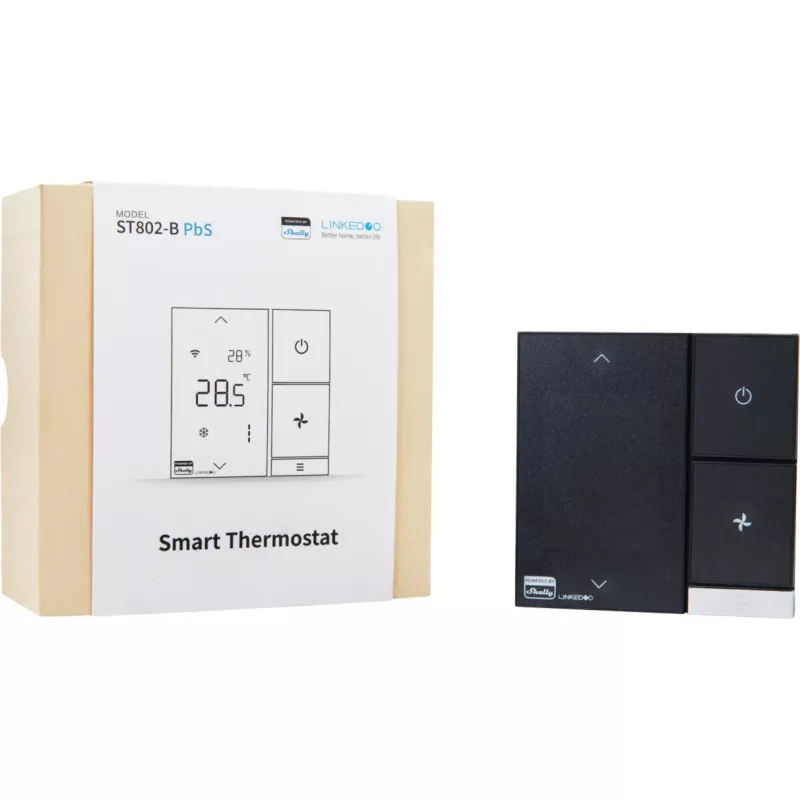 Shelly LinkedGo ST802-B termóstato HVAC inteligente, Wi-Fi, Bluetooth, compatível com Apple Home e Google Home, preto