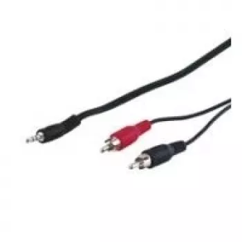 Cabo adaptador Wentronic Goobay jack 3,5 mm/RCA, preto, 15 m – ficha jack 3,5 mm (3 polos, estéreo) > 2 fichas RCA (áudio esquerdo/direito) (50780)