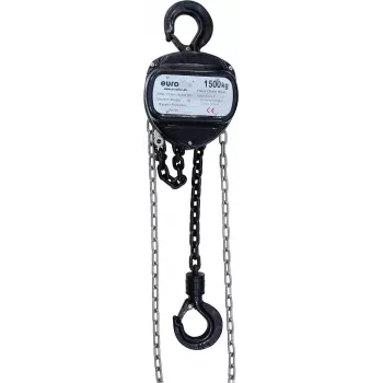Talha de corrente EUROLITE 1,5 t 10 m preta - talha de corrente manual, capacidade de elevação 1,5 toneladas, altura de elevação 10 m