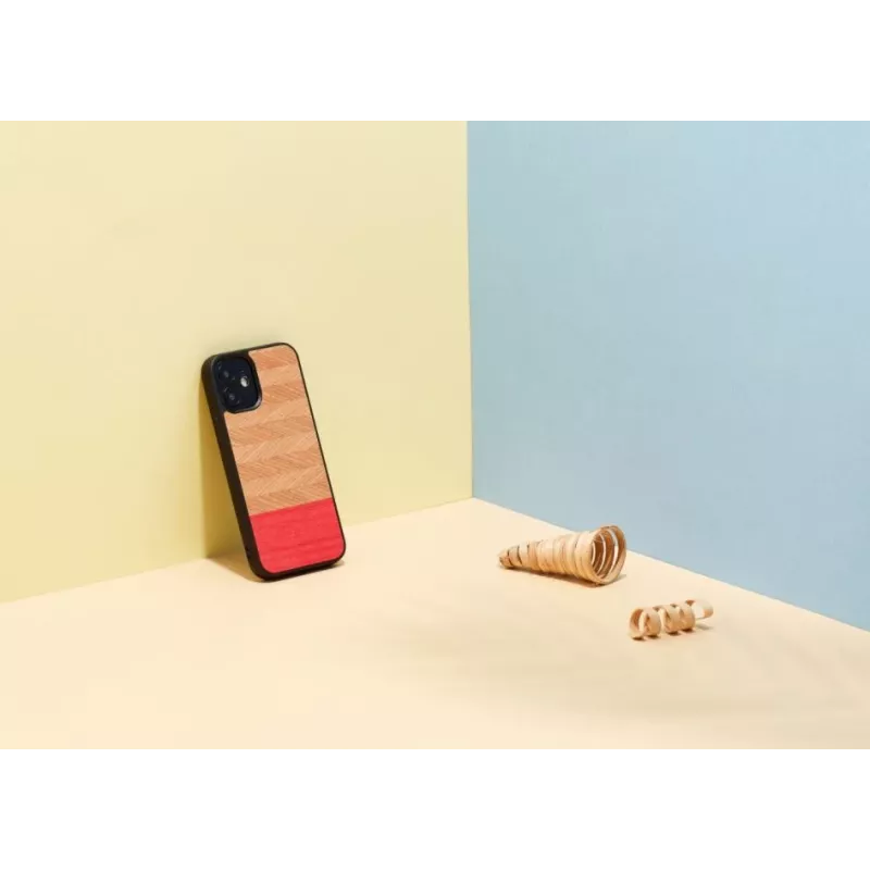 Capa protetora para telemóvel Man and Wood para iPhone 12 mini – padrão espinha de peixe azalea preto