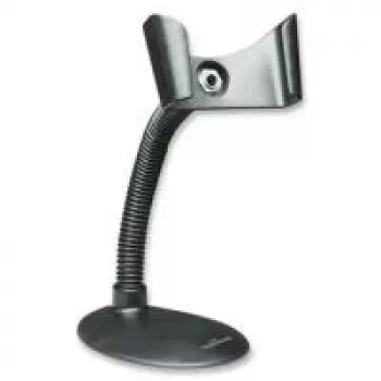 Suporte para leitor de códigos de barras portátil Manhattan, braço flexível com base, adequado para montagem em mesa ou parede, preto, garantia vitalícia