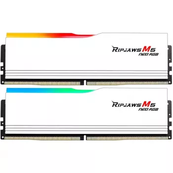 DIMM 64 GB DDR5-6000 (2x 32 GB) Dual-Kit, memória RAM branca, F5-6000J3040G32GX2-RM5NRW, Ripjaws M5 Neo, AMD EXPO