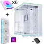 Bundle de caixa de PC Lian Li O11 Dynamic EVO RGB + HydroShift II LCD-S 360TL AiO + 6x ventoinha UNI FAN SL-INF 120 Reverse Blade - branco