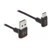 Cabo USB DeLOCK EASY-USB 2.0 Type-A macho para Type-C macho angular 0,5m preto