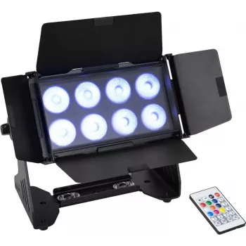 Projetor wash LED EUROLITE Multiflood AKKU 41606258 8x10W RGBW CRMX, com bateria