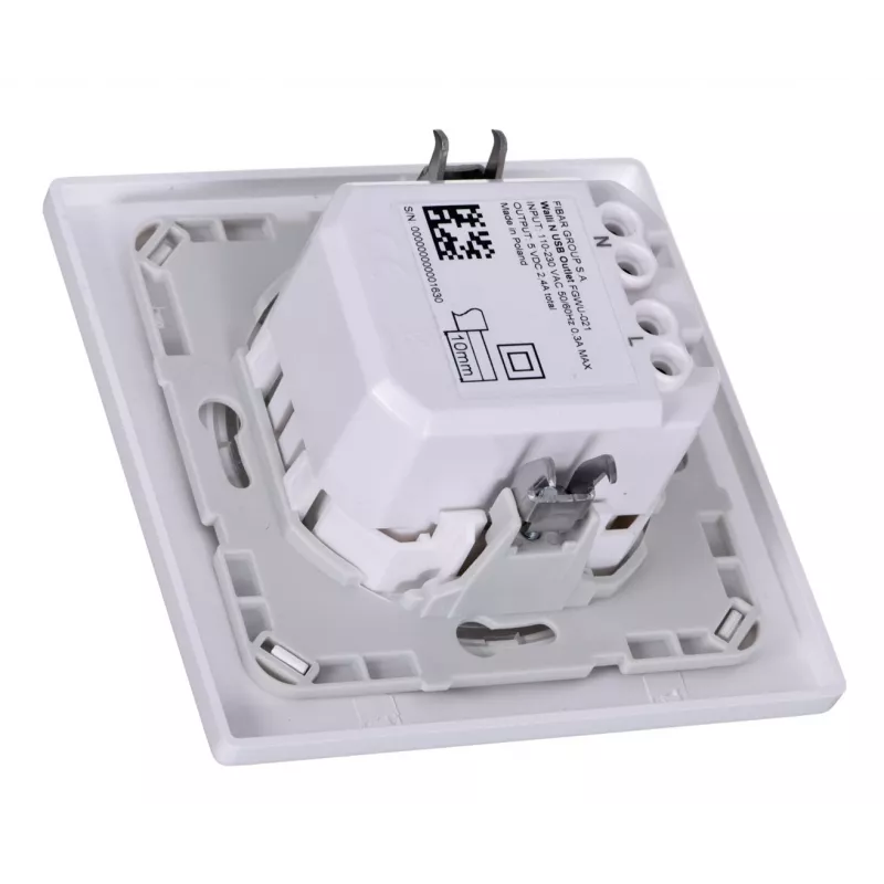 Tomada Fibaro Walli N 2x USB branca