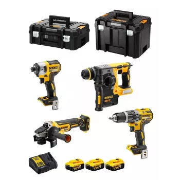 Conjunto de ferramentas DeWalt DCK422P3T-QW conjunto combinado com bateria 18V 5Ah (3 baterias), berbequim DCD796, martelo perfurador, 4 cm madeira, 1,3 cm aço