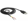 Cabo Delock USB2.0 ficha Type-A > 2 extremidades de cabo abertas - 1,5 m - preto (85664)
