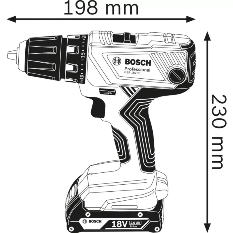Bosch GSR 18V-21 Professional 06019H1008 berbequim/aparafusadora sem fios, 18 V, 55 Nm, mandril de 13 mm, com 2 baterias, azul/preto