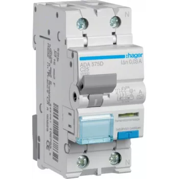 Hager interruptor RCBO 1P+N 10kA C-25A 30mA ADA575D (ADA575D)