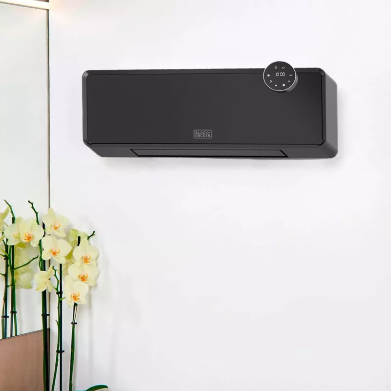 Aquecedor de parede Black & Decker BXWSH2001E 2000W, termostato ajustável, IP22, indicador LED, comando à distância, montagem na parede