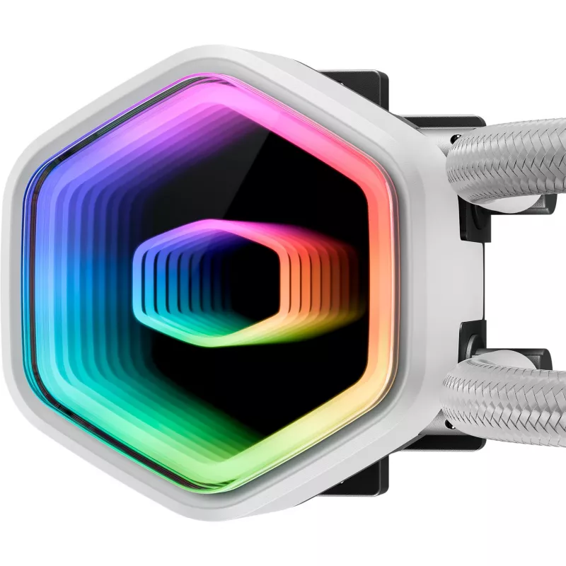 Cooler líquido para CPU Cooler Master MasterLiquid 240 Core II branco — 240 mm, 2 ventoinhas de 120 mm (650–1750 RPM), rolamento de deslizamento