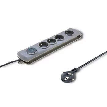 Proteção contra sobretensões Qoltec 50163 cinzento 4 tomadas AC 230V 1,5m