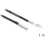 Delock cabo de sensor de temperatura DS18B20, 3 x extremidades de cabo abertas, 1 m, preto