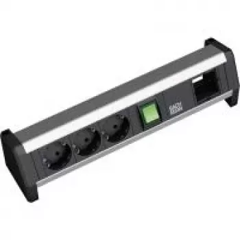 Distribuidor de energia Bachmann 3x Schuko 1x GST18 preto prateado