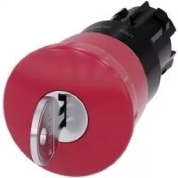 Interruptor de emergência Siemens, botão cogumelo anel frontal plástico vermelho desbloqueio por chave SIRIUS ACT 3SU1000-1HF20-0AA0 1 unid. (3SU1000-1HF20-0AA0)