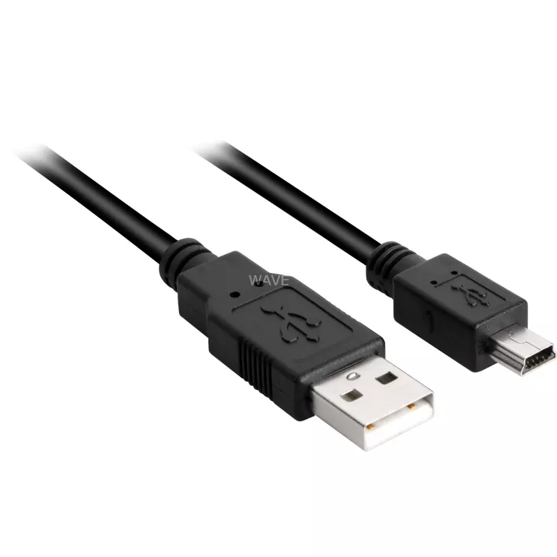 Cabo USB 2.0, ficha USB-A > ficha Mini-USB (preto, 1,0 metros, duplamente blindado)