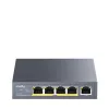 Switch de rede Cudy GS1005P — 5 portas Gigabit Ethernet com 4 portas PoE, 60 W de potência total, caixa metálica, montável em rack