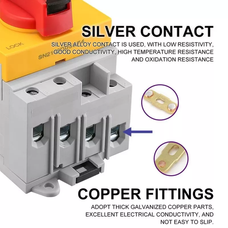 Interruptor seccionador DC Qoltec 52611 com função de bloqueio | interruptor principal | 1200 V | 32 A | 8 kV | 4P