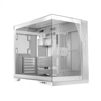Caixa de PC MODECOM Volcano Panorama Midi Tower branco — micro ATX, vidro temperado, ARGB, USB-C, suporta GPU 400 mm