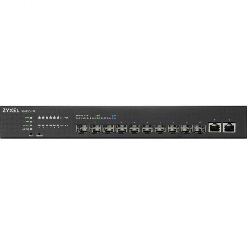 Switch de rede Zyxel XS1930-12F-ZZ0101F gerido L2/L3 preto
