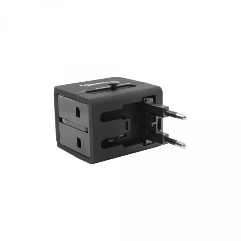 Adaptador de viagem SBOX TA-23 com carregador duplo USB e compatibilidade universal de fichas