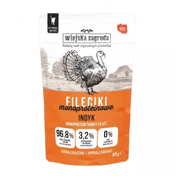 WIEJSKA ZAGRODA filetes de peru monoproteicos – alimento húmido para gatos – 85 g
