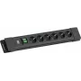 Régua de tomadas Bachmann CONNECTUS com 6× tomadas CEE7/3, 1× interruptor, cabo de 2,0 m, ficha CEE7/7, preto