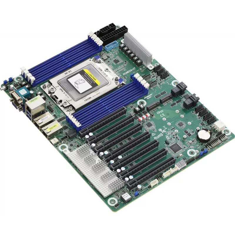 Motherboard ASRock ROMED8-2T ATX para AMD EPYC LGA 4094, 8× DDR4 DIMM, Octa-Channel, 2× M.2, 8× SATA III, 10GbE, 3× RJ-45