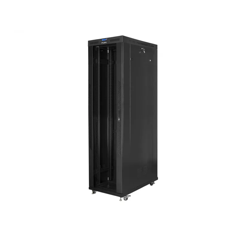 Armário rack 19 polegadas LANBERG FF01-8247-12BL, 47U, 800x1200 mm, porta frontal em vidro