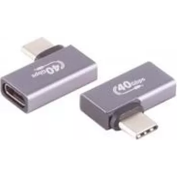 ShiverPeaks BS13-60001 adaptador USB4 USB-C macho para USB-C fêmea, angular 90° esquerda/direita