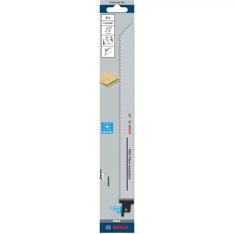 Lâminas para serra sabre Bosch Precision for Fibre Insulation S 1213 AWP, 300 mm, 2 unid.