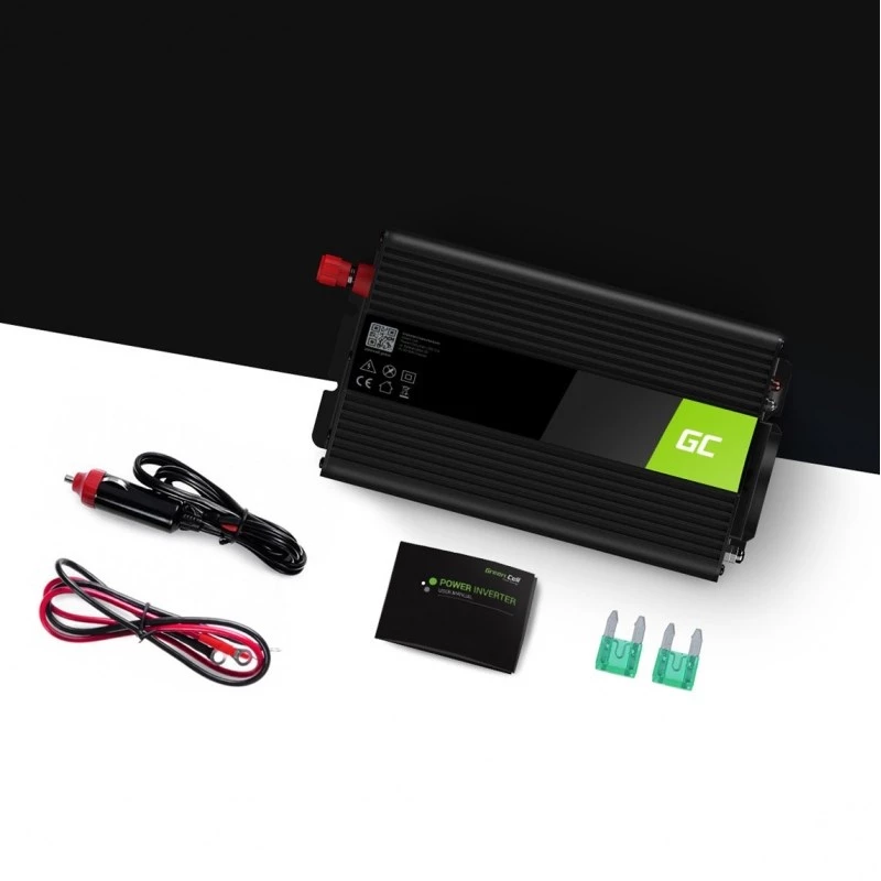 Inversor para automóvel Green Cell INV01DE 300W DC-AC, 12V para 230V, 1×USB, LED, arrefecimento ativo
