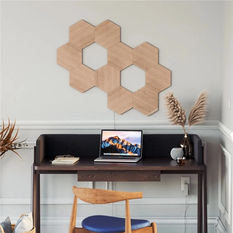 Iluminação de ambiente Nanoleaf Elements Aspeto madeira Hexágono Pacote de expansão de 3