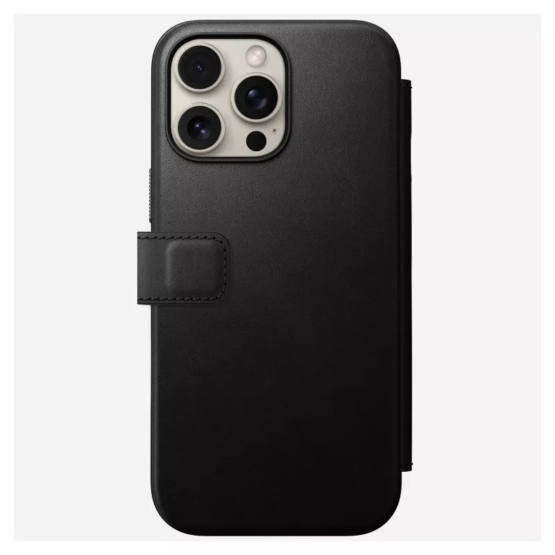 Capa tipo carteira para telemóvel Nomad NM01675785 para telemóveis Apple, compatível com até 17,5 cm (6,9 polegadas), preta, 3 compartimentos para cartões, suporte de mesa