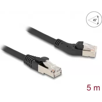 Cabo de rede DeLOCK RJ45 Cat.6A 45° angular esquerda para reto 5 m preto