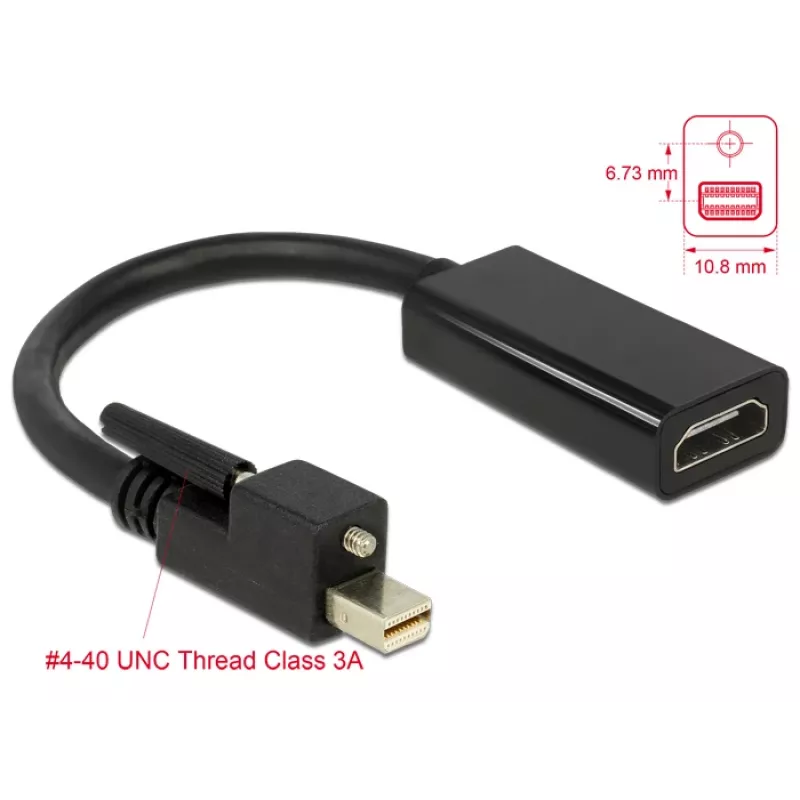 Adaptador de cabo de vídeo DeLOCK 62640 Mini DisplayPort para HDMI 0,25 m preto