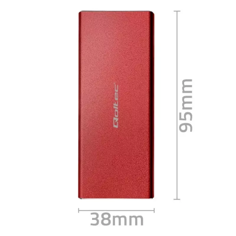 Caixa para SSD QOLTEC 51831 USB 3.0 para unidades M.2 SATA até 2 TB, vermelha, suporta 30 mm de comprimento, até 4 unidades