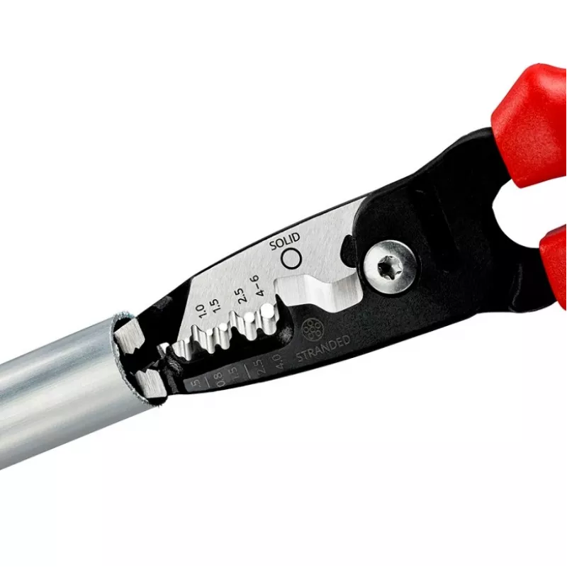 Knipex 13 72 200 ME alicate de descarnar preto, azul, vermelho, aço inoxidável