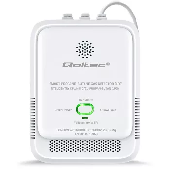 Sensor de fuga de gás QOLTEC 52652 — detetor de propano/butano (GPL), alarme 85 dB, indicador LED