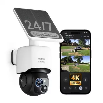 Safemo ST1 SolarCam vídeo 4K UHD, zoom 8x, visão 132°, visão noturna, Wi-Fi 2,4 GHz, solar 3W, branco