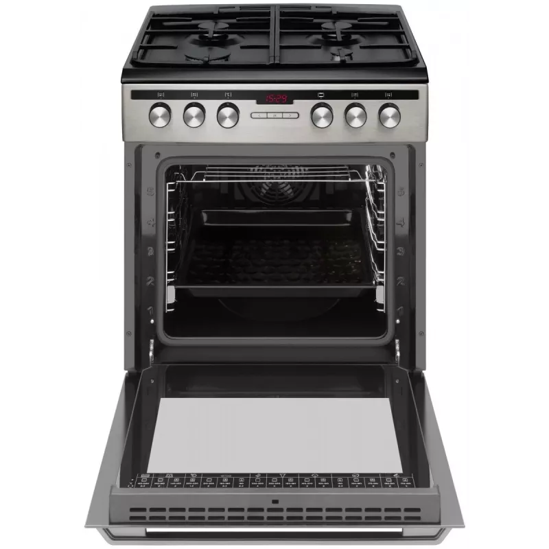 Fogão elétrico-gás AMICA 58468 com 4 bicos, aço inoxidável, classe energética A