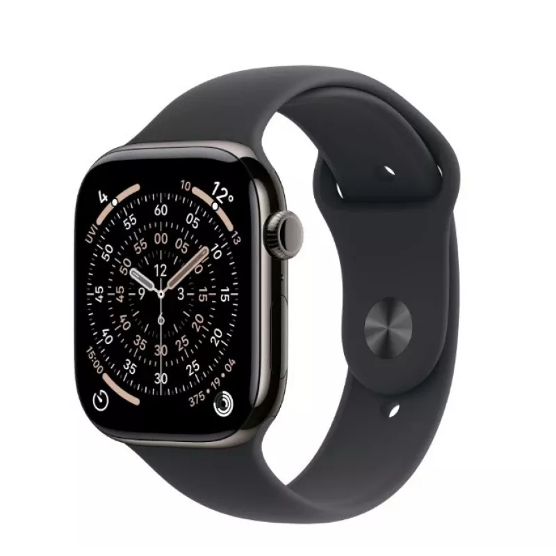 Smartwatch Apple Watch Series 11 GPS + Cellular 42mm Caixa de titânio sideral com bracelete desportiva preta S/M