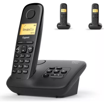 Telefone DECT analógico Gigaset A270A identificação de chamadas auscultador sem fios preto
