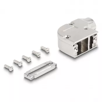 Passa-cabos DELOCK caixa D-Sub para 9 pinos macho/fêmea com ângulo metálico 90° angular, prateado, 33×47×16 mm