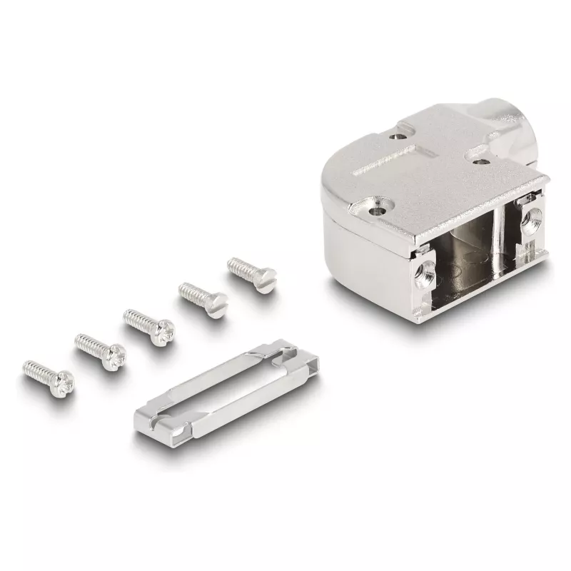 Passa-cabos DELOCK caixa D-Sub para 9 pinos macho/fêmea com ângulo metálico 90° angular, prateado, 33×47×16 mm