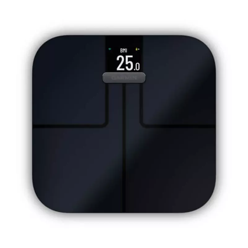 Balança de pessoa eletrónica GARMIN Index S2 — preta, máx. 181,4 kg, Wi-Fi/Bluetooth, composição corporal